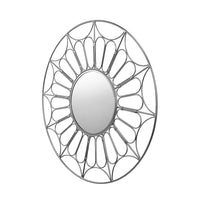 Olivia's CoCo Metal Cane Effect Frame Round Wall Mirror in Silver