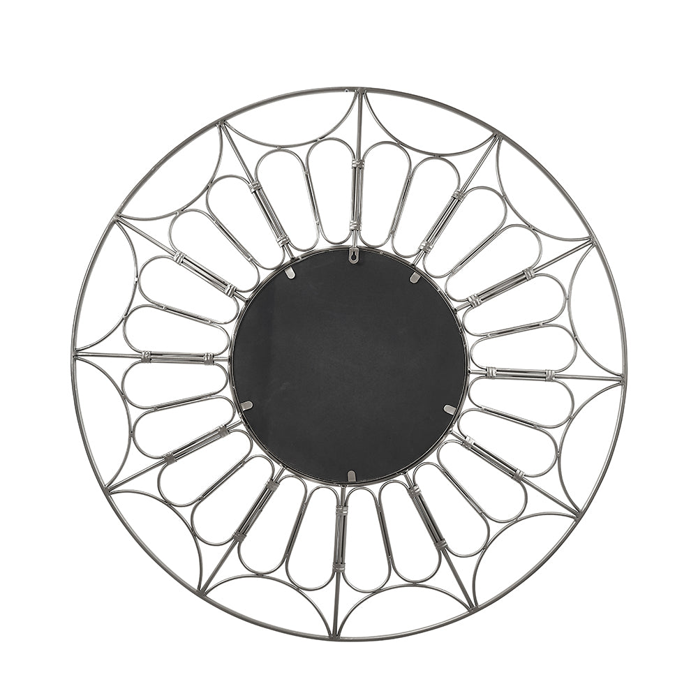 Olivia's CoCo Metal Cane Effect Frame Round Wall Mirror in Silver