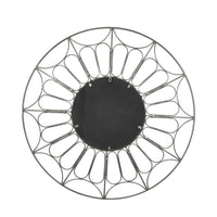 Olivia's CoCo Metal Cane Effect Frame Round Wall Mirror in Silver