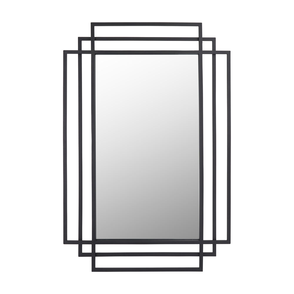 Chase Metal Rectangular Framed Wall Mirror - Black Pacific Lifestyle 1
