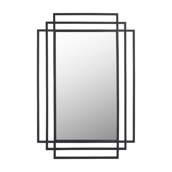 Chase Metal Rectangular Framed Wall Mirror - Black Pacific Lifestyle 1