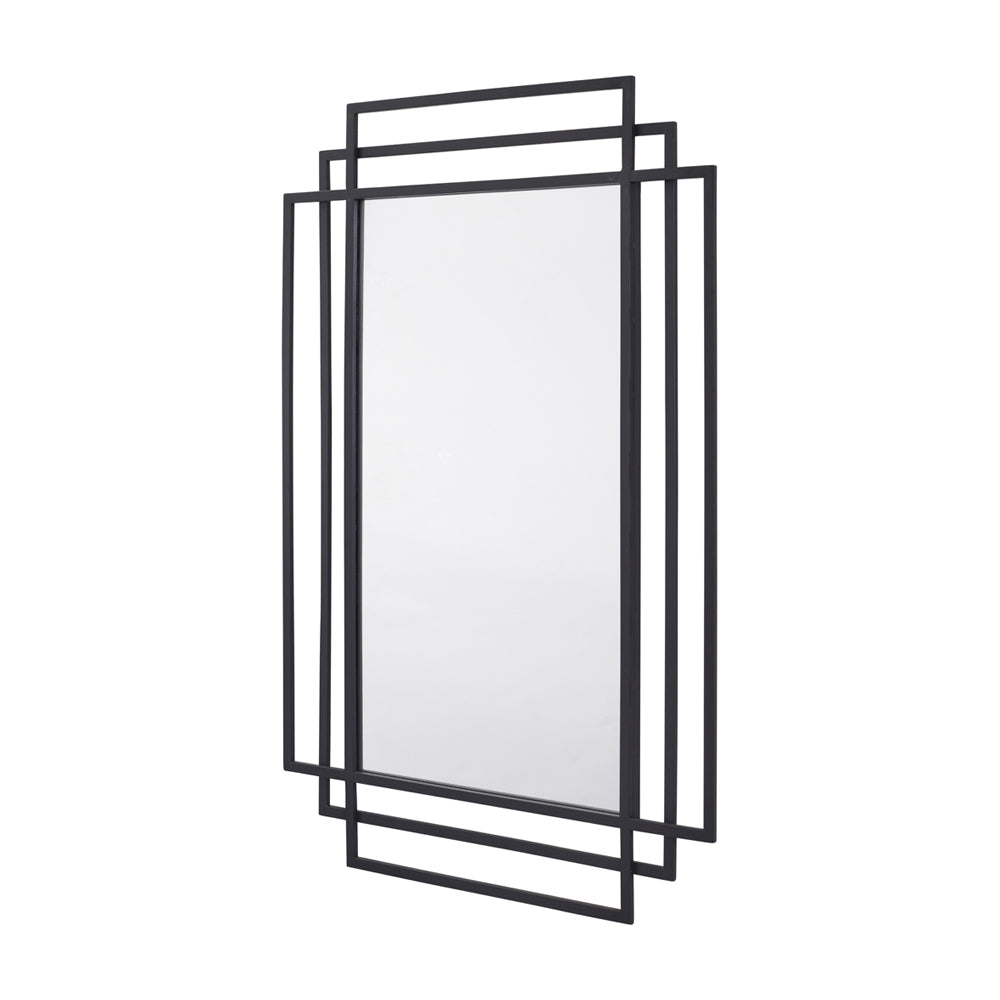 Chase Metal Rectangular Framed Wall Mirror - Black Pacific Lifestyle 3
