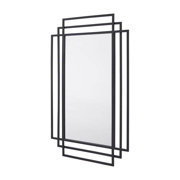 Chase Metal Rectangular Framed Wall Mirror - Black Pacific Lifestyle 3