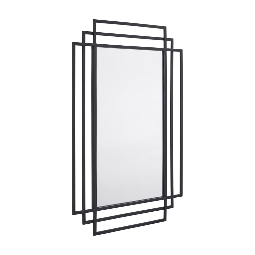 Chase Metal Rectangular Framed Wall Mirror - Black Pacific Lifestyle 4