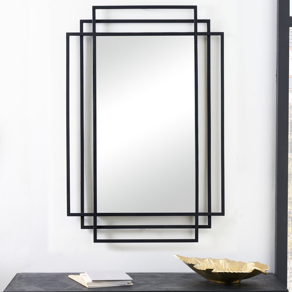 Chase Metal Rectangular Framed Wall Mirror - Black Pacific Lifestyle 2