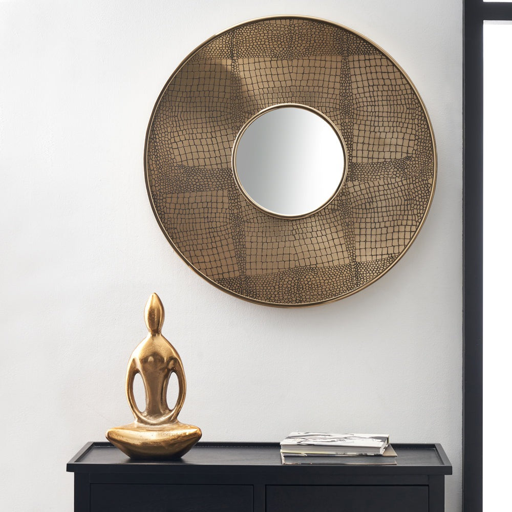 Olivia's Maggie Mirror in Brass Croc