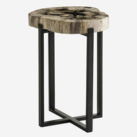 Andrew Martin Lamp Table Petrified Wood & Metal