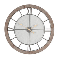 Olivia's Persia Natural Wood and Metal Round Wall Clock