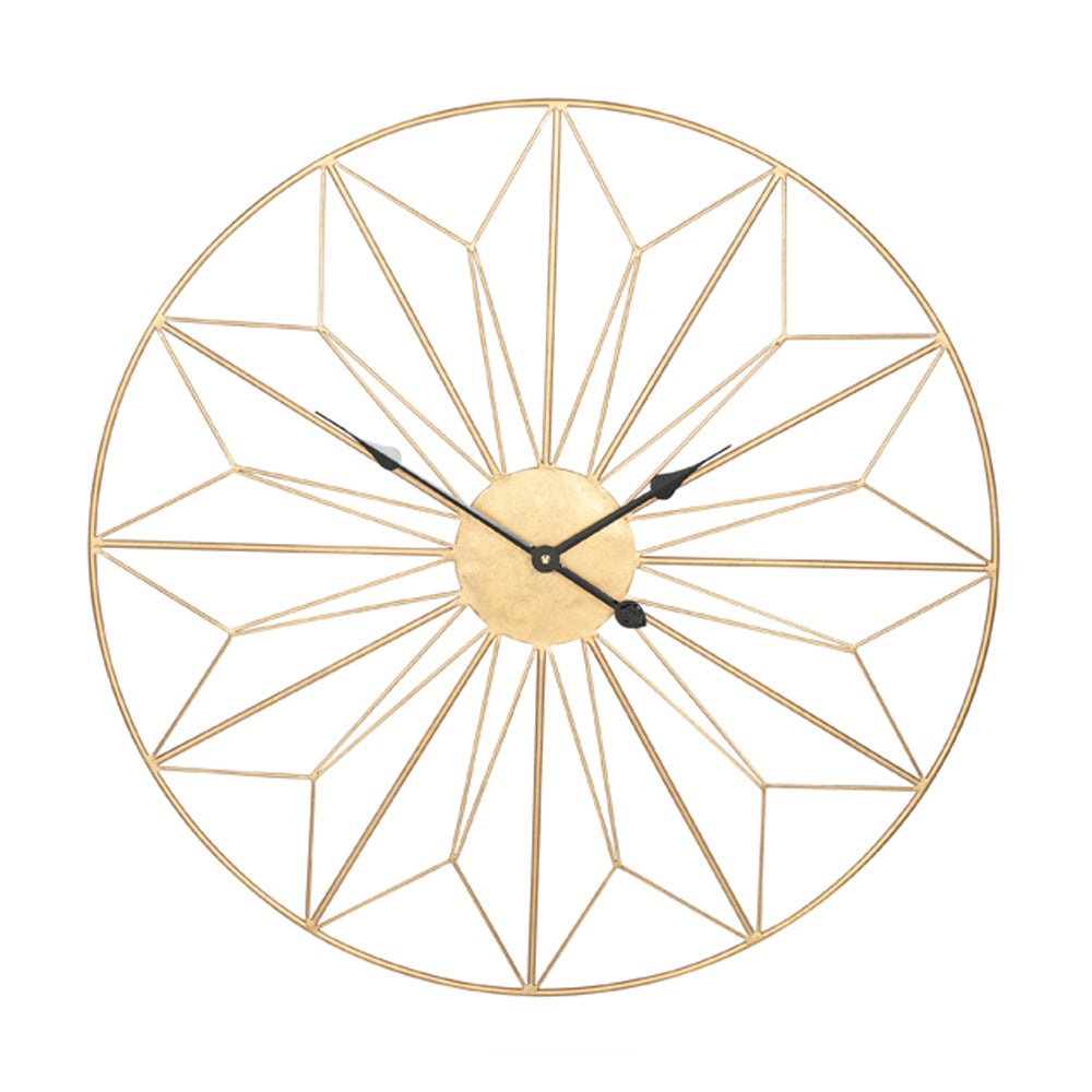 Olivias Chloe Geo Design Round Wall Clock in Antique Gold Metal