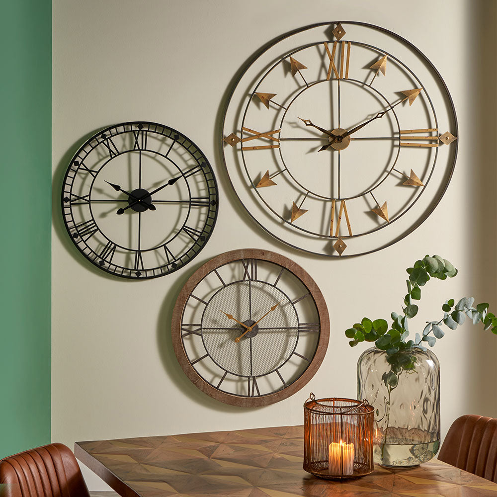 Olivia's Donnie Metal Round Skeleton Wall Clock in Black