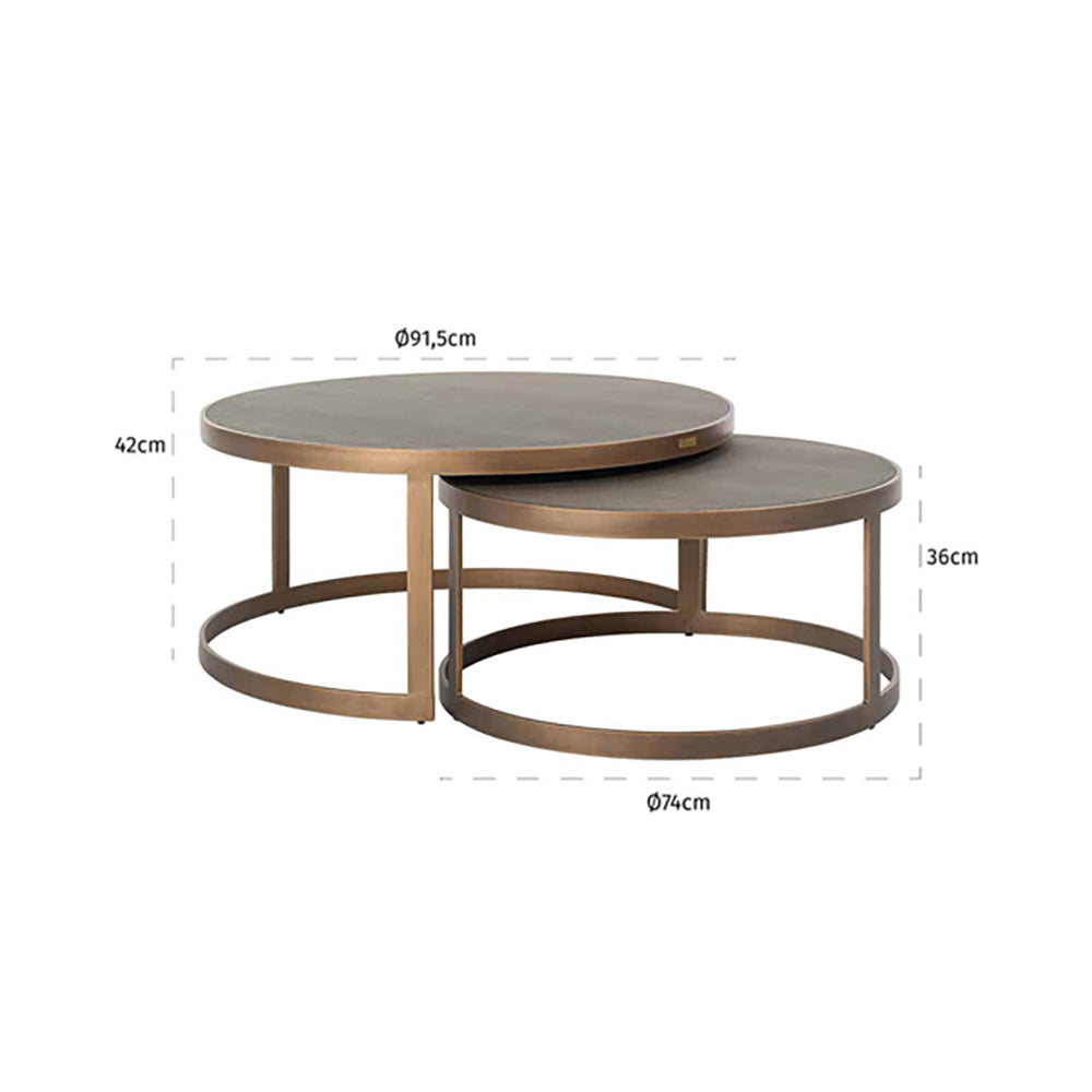  Richmond-Richmond Set of 2 Bloomingville Gold Round Coffee Table-Gold 477 