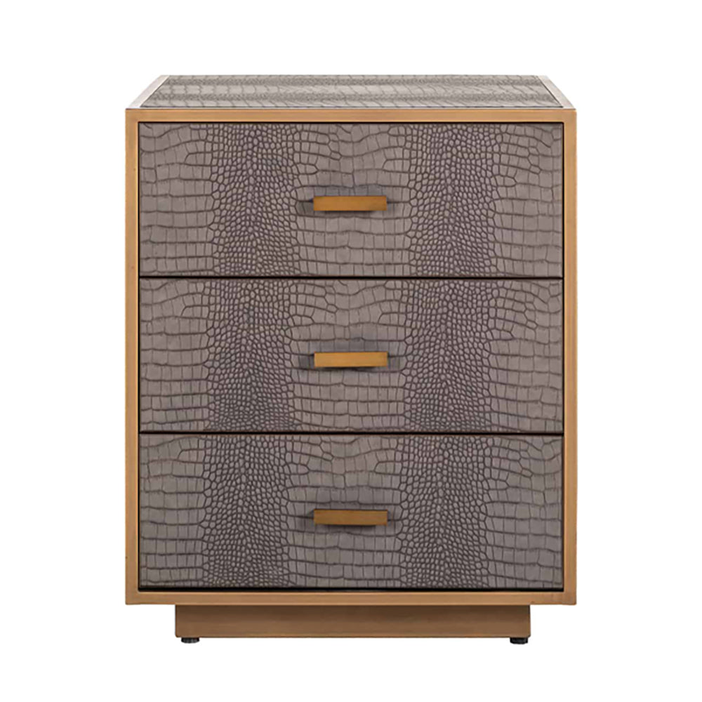 Richmond Classio 3 Drawers Vegan Leather Brushed Gold Chest of Drawers