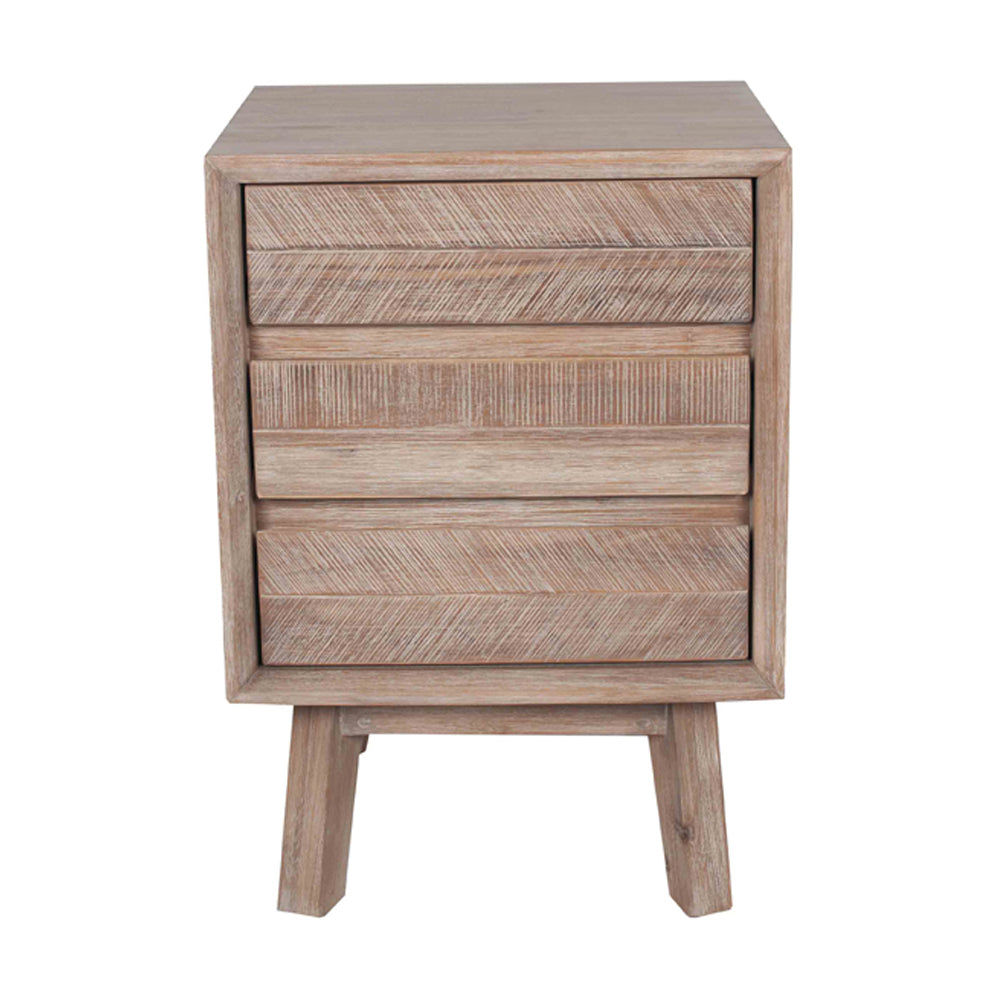 Olivia's Melville Acacia Wood 3 Drawer Bedside Unit in Sand Wash