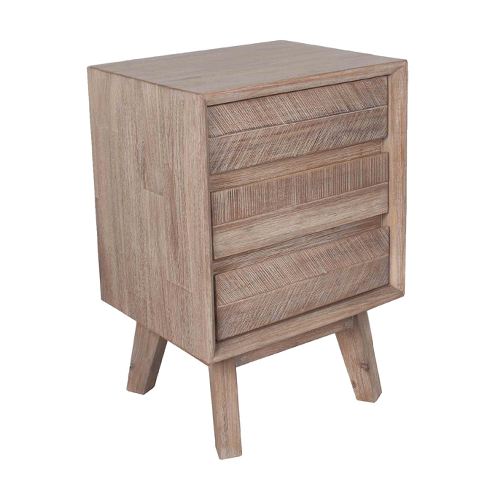 Melville Acacia Wood 3 Drawer Bedside Unit - Sand Wash Pacific Lifestyle 2