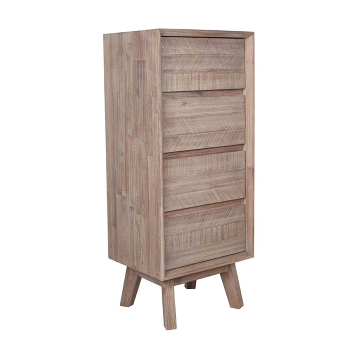 Melville Acacia Wood 4 Drawer Tall Boy - Sand Wash Pacific Lifestyle 2