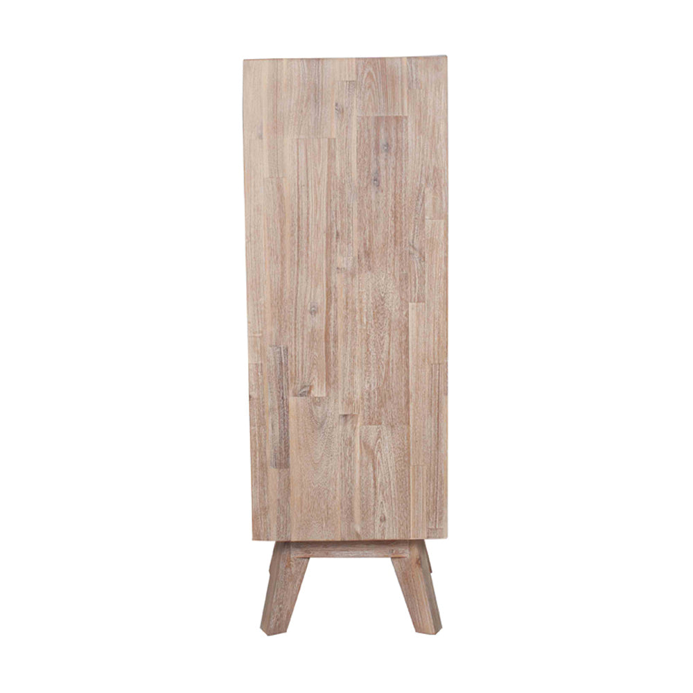 Olivia's Melville Acacia Wood 4 Drawer Tall Boy in Sand Wash