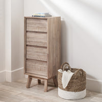 Olivia's Melville Acacia Wood 4 Drawer Tall Boy in Sand Wash