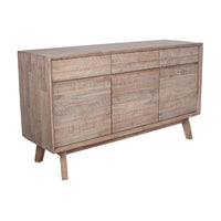 Olivia's Melville Acacia Wood 3 Drawer 3 Door Sideboard in Sand Wash