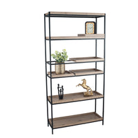 Olivia's Candice Natural Wood Veneer & Black Metal 5 Shelf Unit