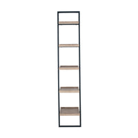 Olivia's Candice Natural Wood Veneer and Black Metal 5 Shelf Ladder Unit