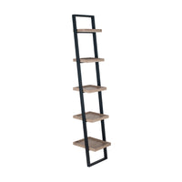 Olivia's Candice Natural Wood Veneer and Black Metal 5 Shelf Ladder Unit