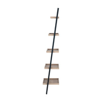 Olivia's Candice Natural Wood Veneer and Black Metal 5 Shelf Ladder Unit