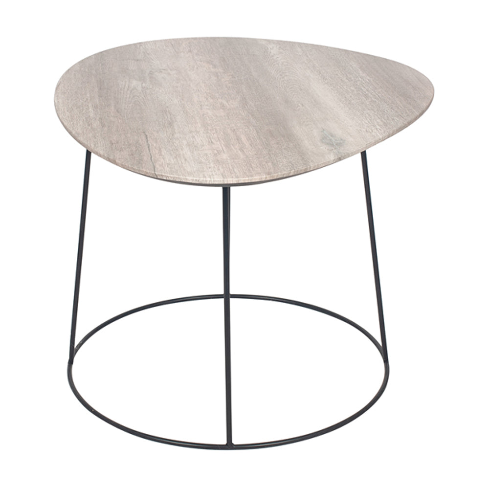 Olivia's KiKo Oak Veneer and Metal Leg Side Table in Monochrome