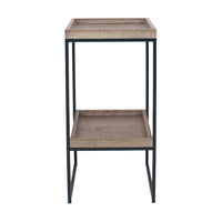 Olivia's Candice Natural Wood Veneer and Black Metal Side Table