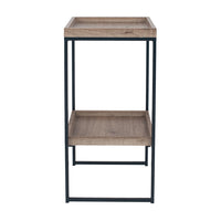 Olivia's Candice Natural Wood Veneer and Black Metal Side Table