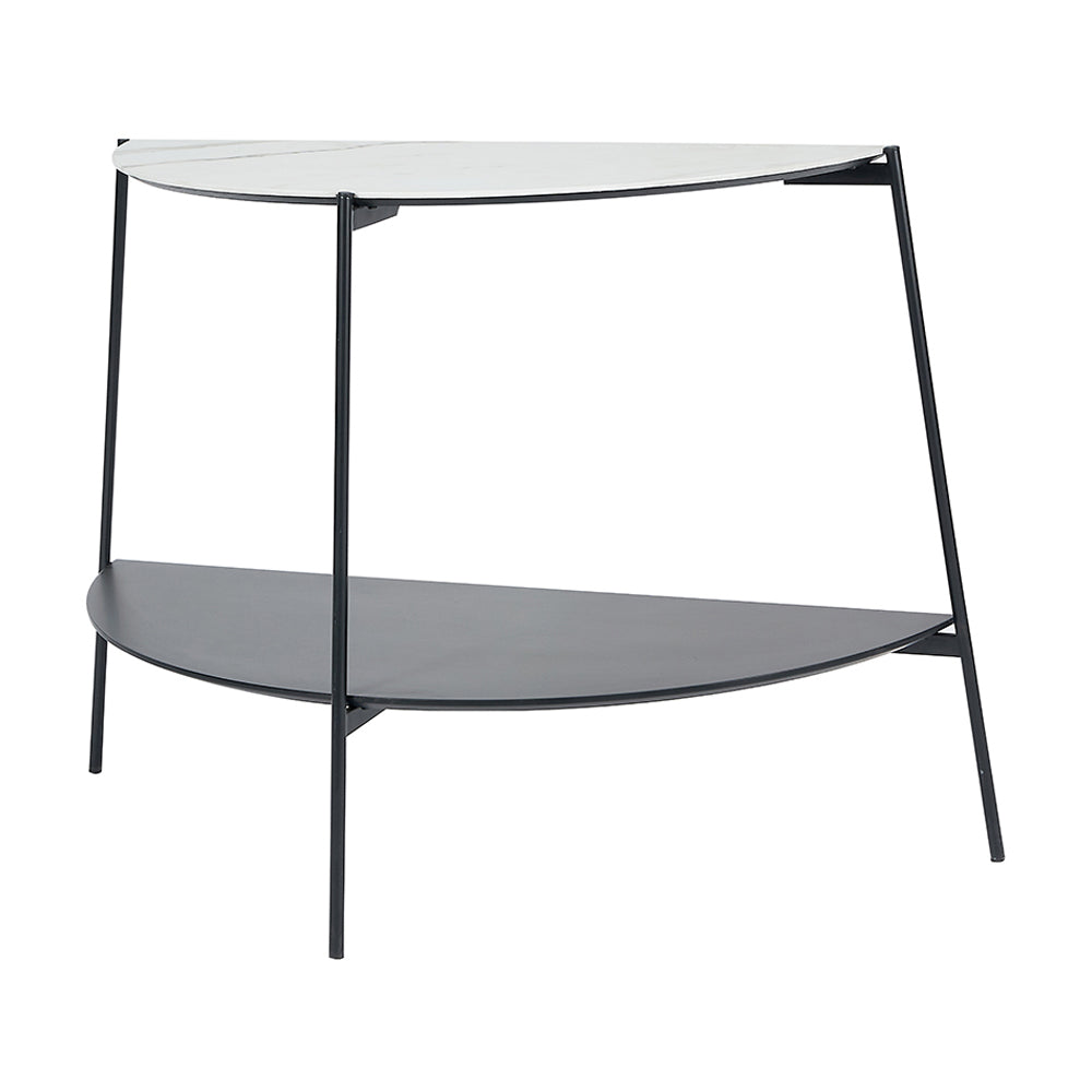 Olivia's Shayla Marble Veneer & Metal Console Table in Monochrome