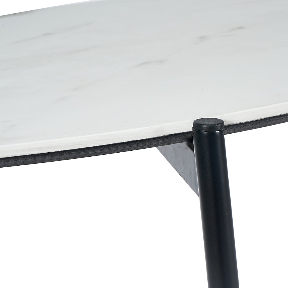 Olivia's Shayla Marble Veneer & Metal Console Table in Monochrome