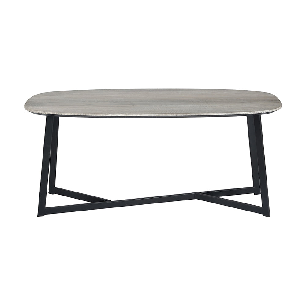 Olivia's Roma Oak Veneer and Metal Coffee Table in Grey & Black