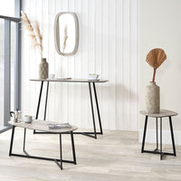 Olivia's Roma Oak Veneer and Metal Coffee Table in Grey & Black