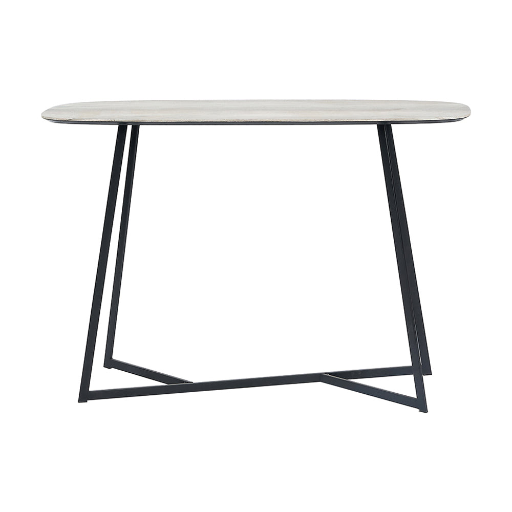 Olivia's Roma Oak Veneer and Metal Console Table in Grey & Black