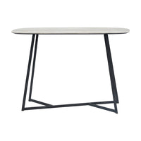 Olivia's Roma Oak Veneer and Metal Console Table in Grey & Black