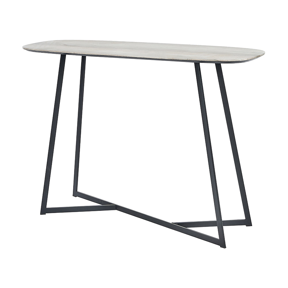 Olivia's Roma Oak Veneer and Metal Console Table in Grey & Black