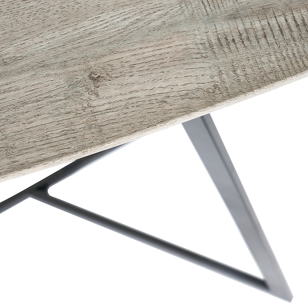 Olivia's Roma Oak Veneer and Metal Console Table in Grey & Black