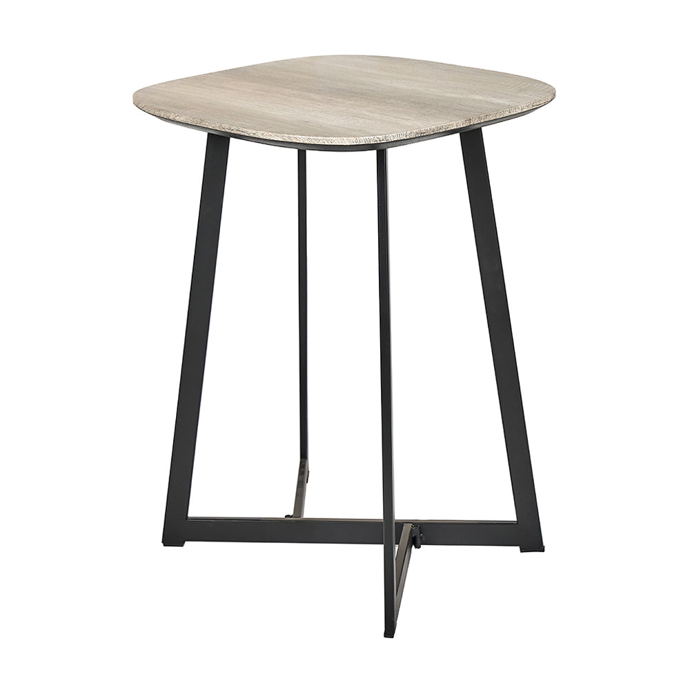 Olivia's Roma Oak Veneer and Metal Side Table in Grey & Black