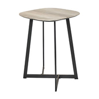 Olivia's Roma Oak Veneer and Metal Side Table in Grey & Black