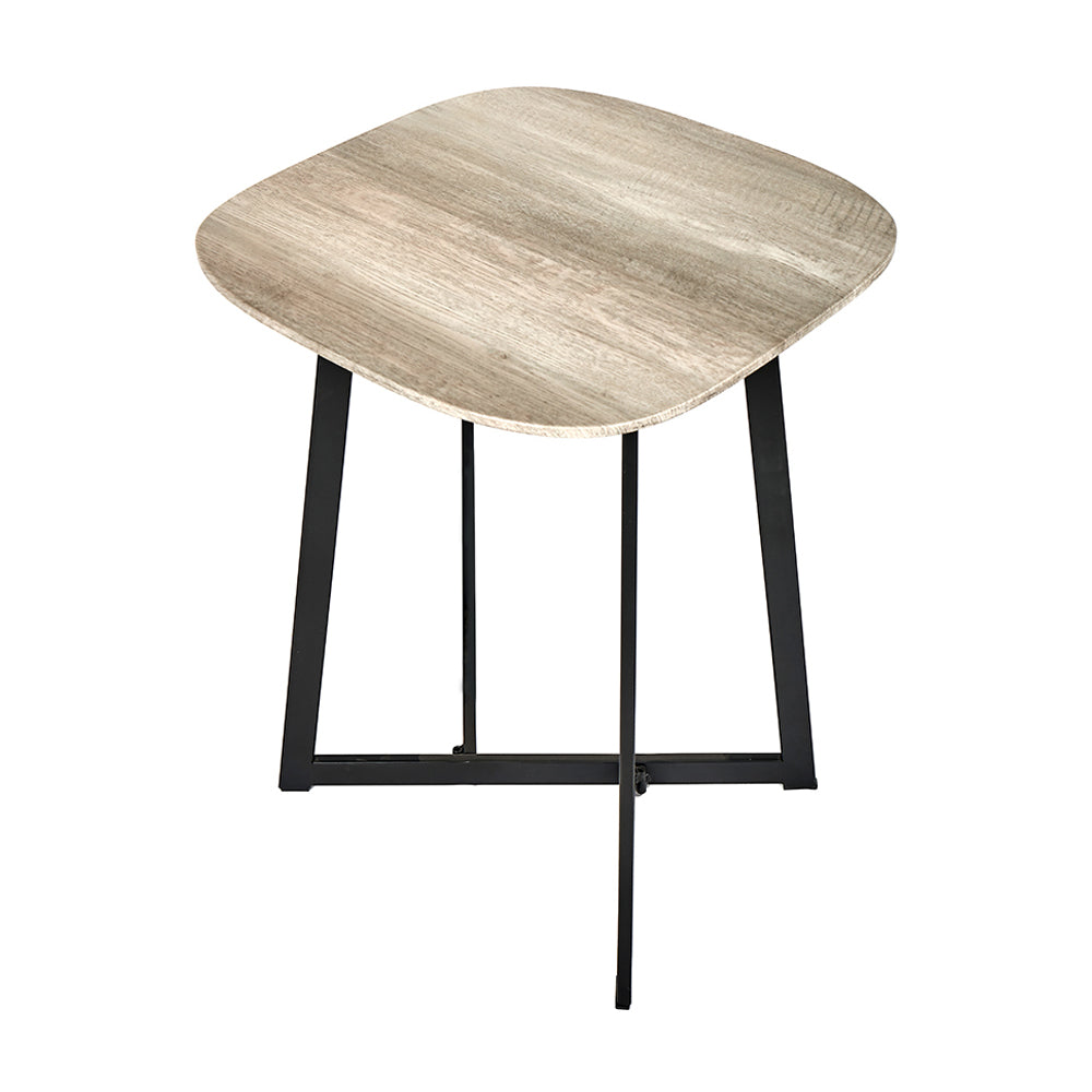 Olivia's Roma Oak Veneer and Metal Side Table in Grey & Black