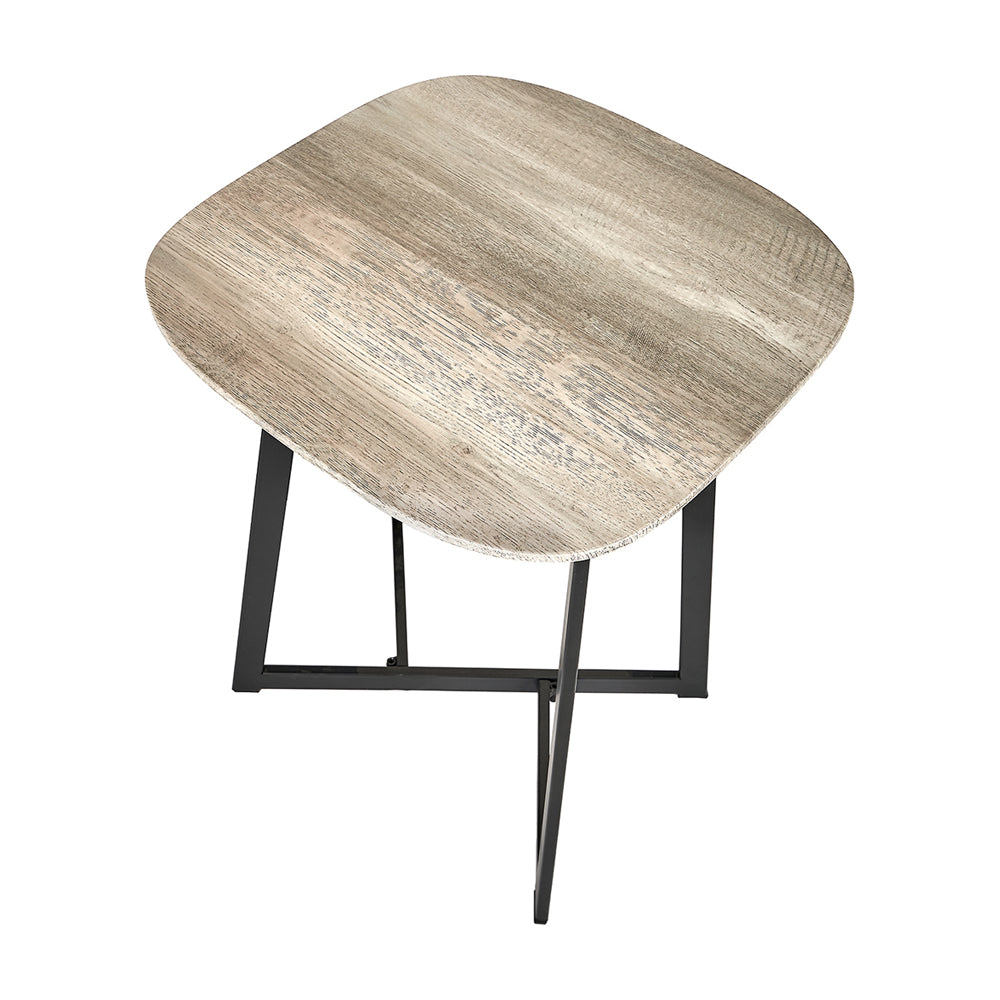 Olivia's Roma Oak Veneer and Metal Side Table in Grey & Black