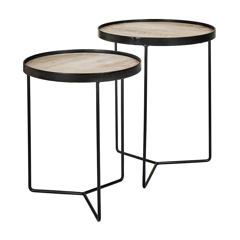 Olivia's Set of 2 Brooke Brown Wood Veneer Side Tables