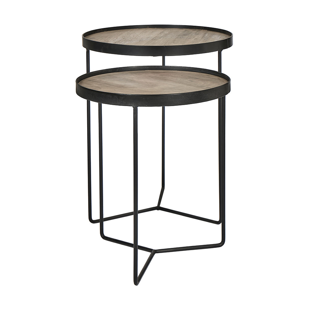 Olivia's Set of 2 Brooke Brown Wood Veneer Side Tables