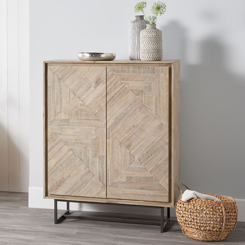 Olivia's Martha Acacia Wood 2 Door Bar Cabinet