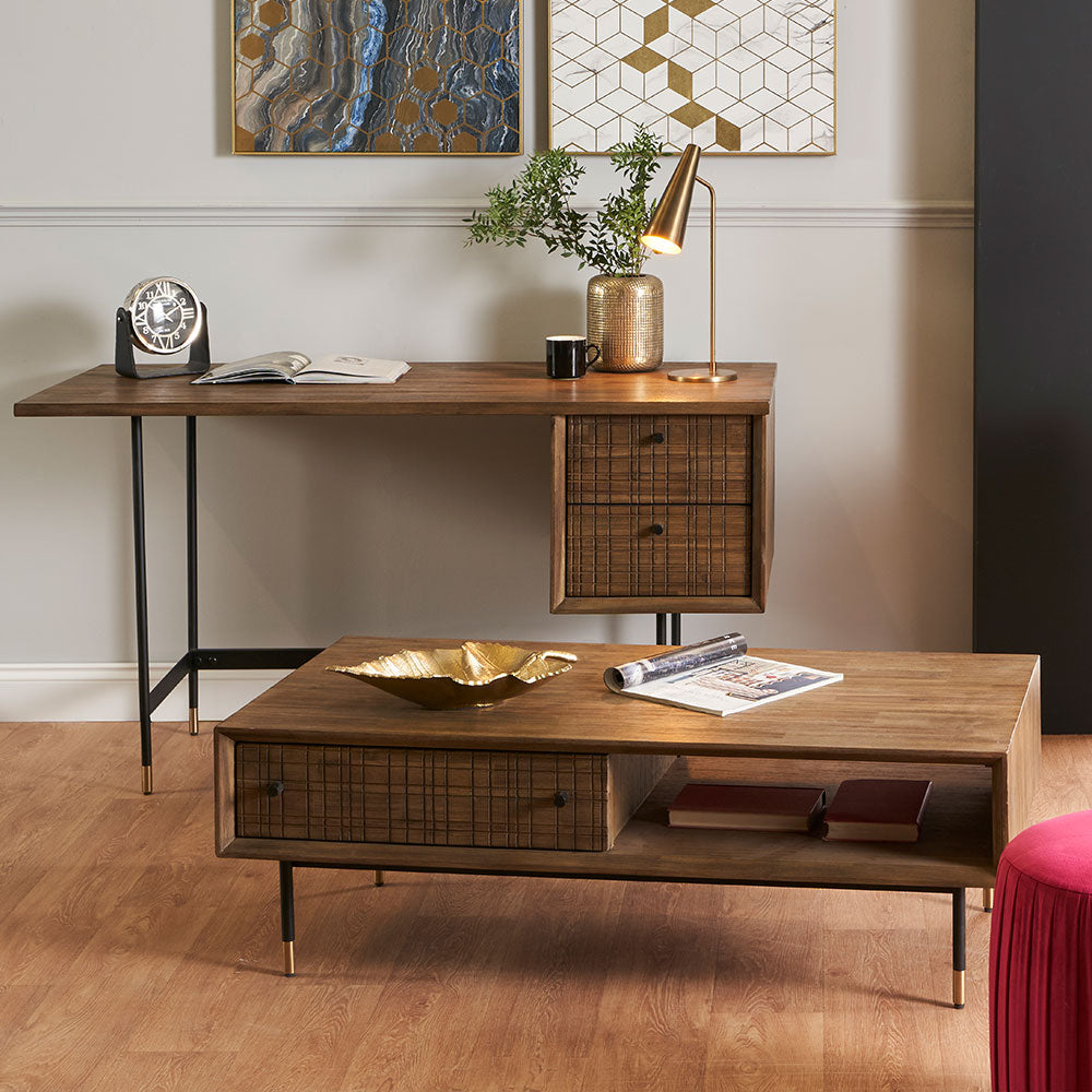 Olivia's Ava 2 Drawer Coffee Table in Acacia Wood