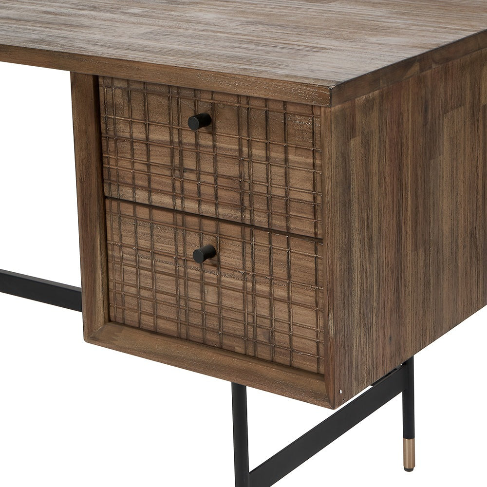 Olivia's Ava 2 Drawer Desk in Acacia Wood