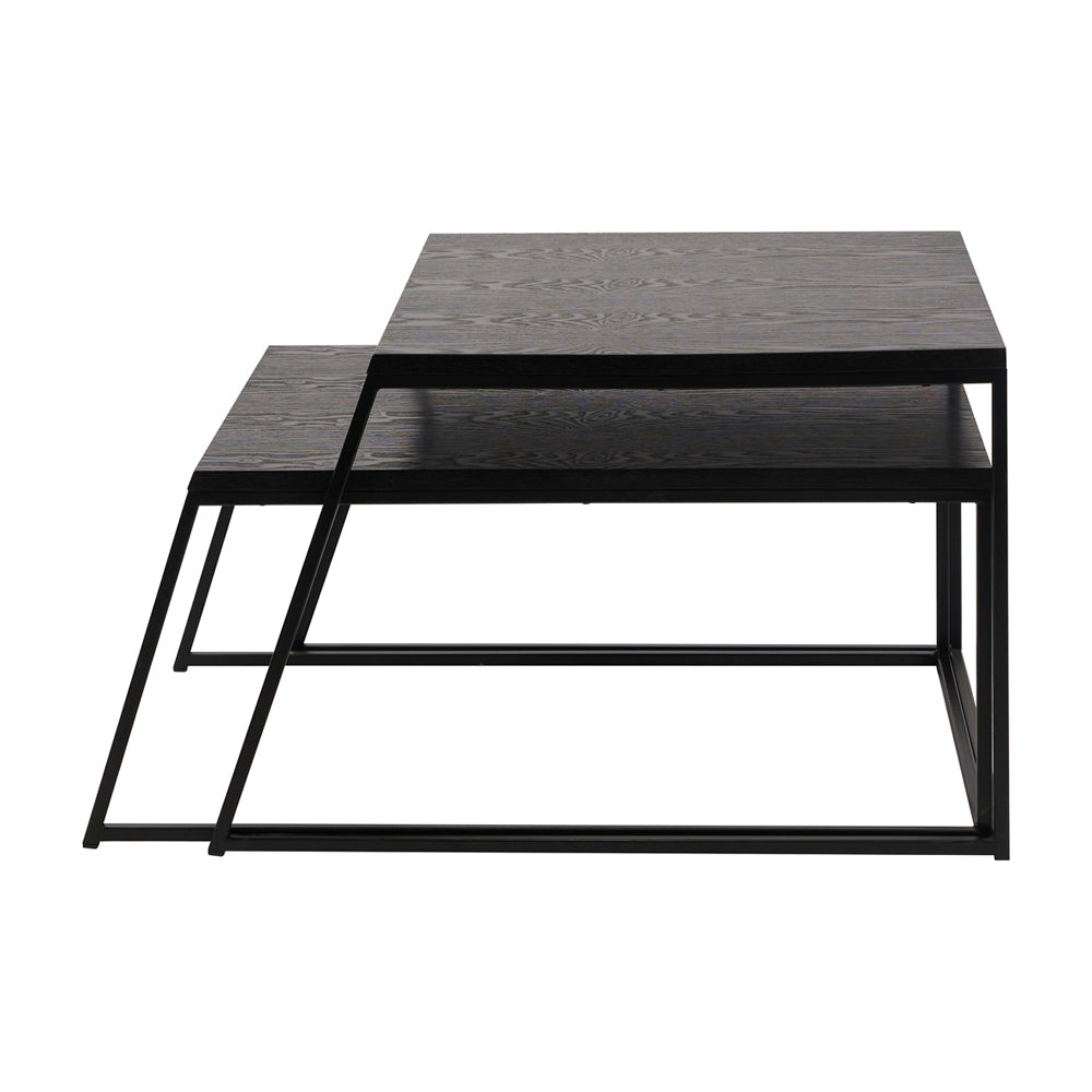Mason Set of 2 Veneer & Metal Coffee Tables - Black Pacific Lifestyle 1