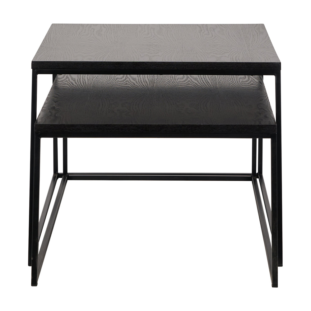 Mason Set of 2 Veneer & Metal Coffee Tables - Black Pacific Lifestyle 3