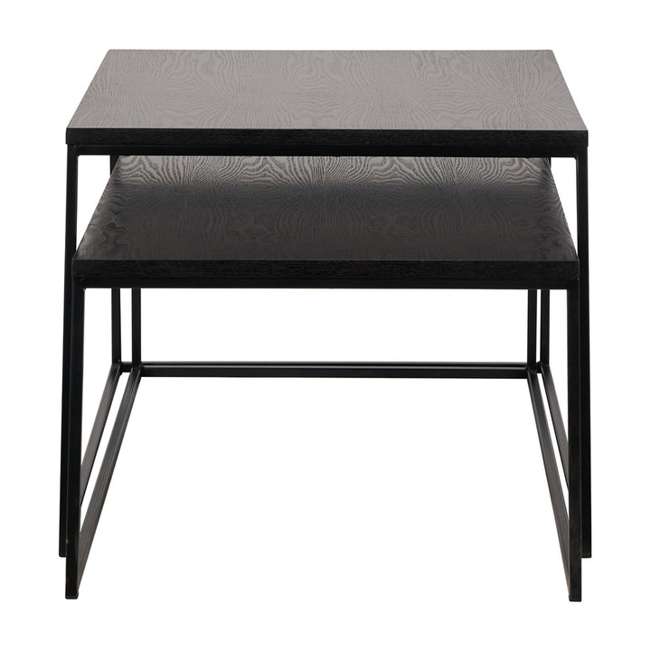 Mason Set of 2 Veneer & Metal Coffee Tables - Black Pacific Lifestyle 3