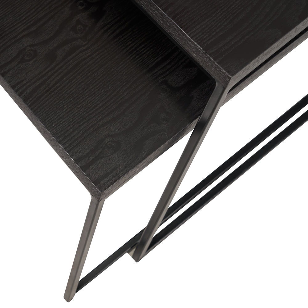 Mason Set of 2 Veneer & Metal Coffee Tables - Black Pacific Lifestyle 7